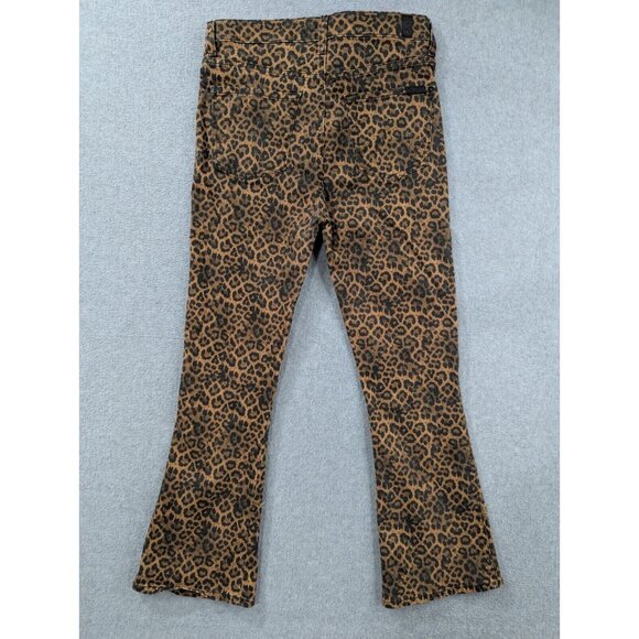 7 For All Mankind Jeans Womens Size 29 Black and Orange Leapard Print Boot Cut - Picture 8 of 15